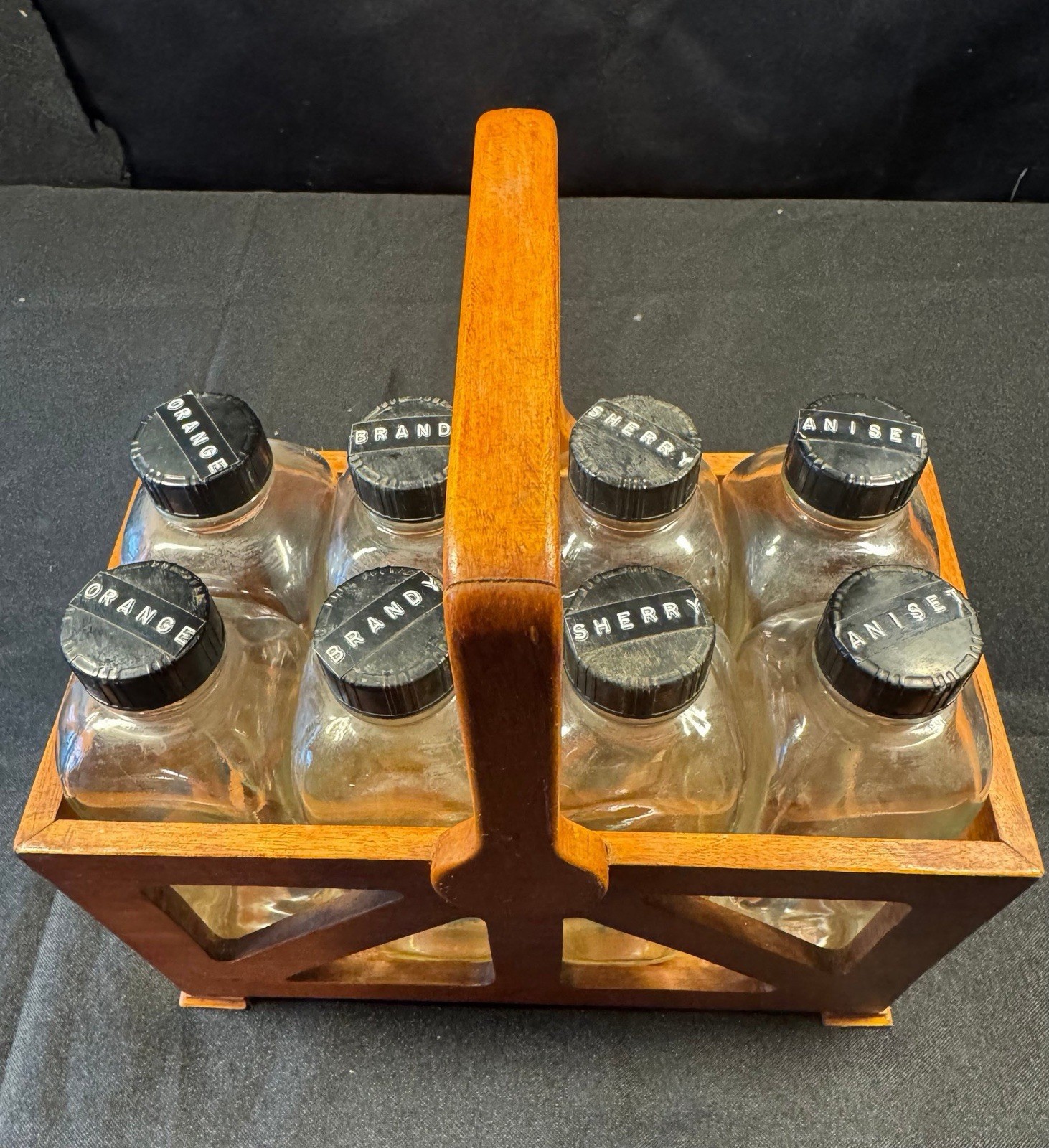 VTG Liquor Decanters And Hand Made  Caddy