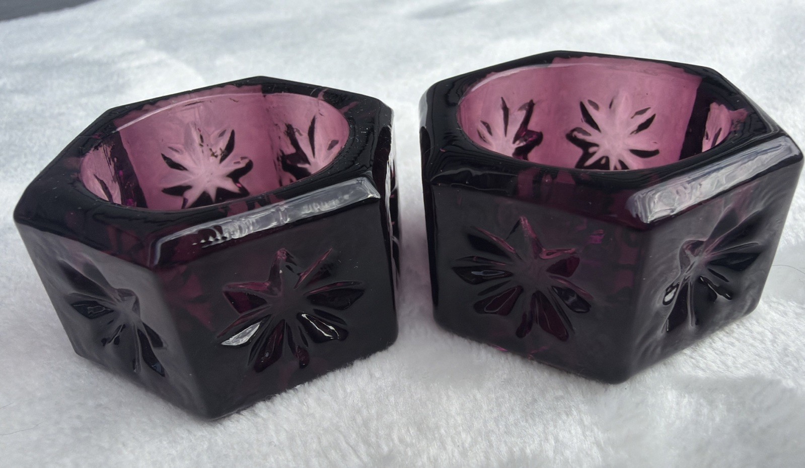 2 Mosser~ Open Salt Cellar ~ Amethyst Purple ~ Starburst