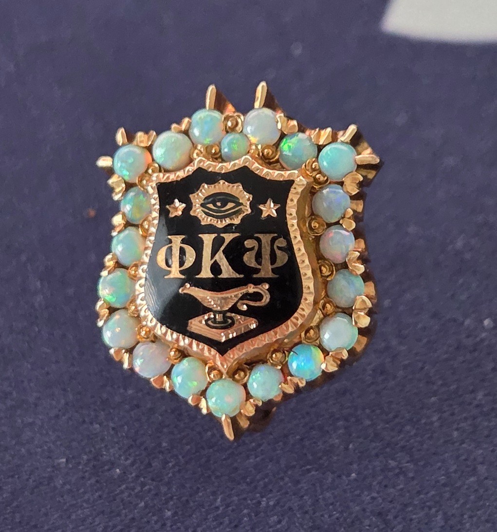 Phi Kappa Psi Fraternity antique 14K Gold Opal Dartmouth badge pin - WoW