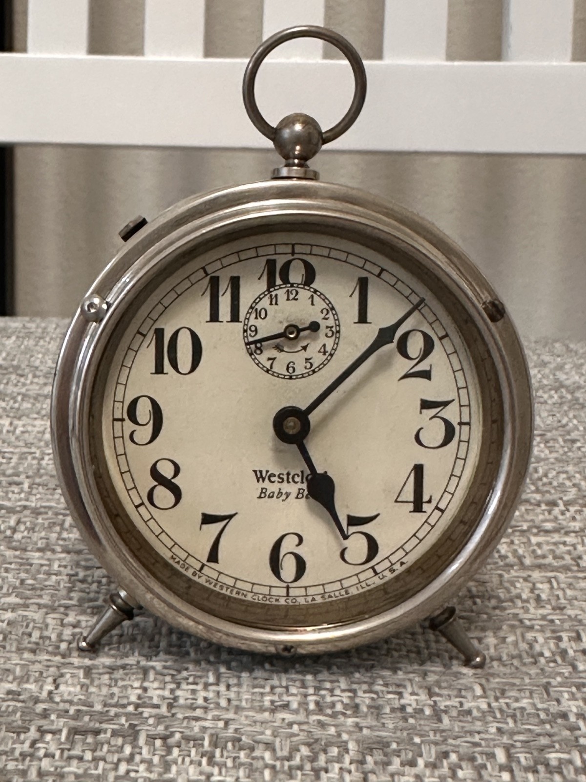 Vintage 1929 Westclox 'Baby Ben' Style 1 Alarm Clock - Nickel * Working Well 