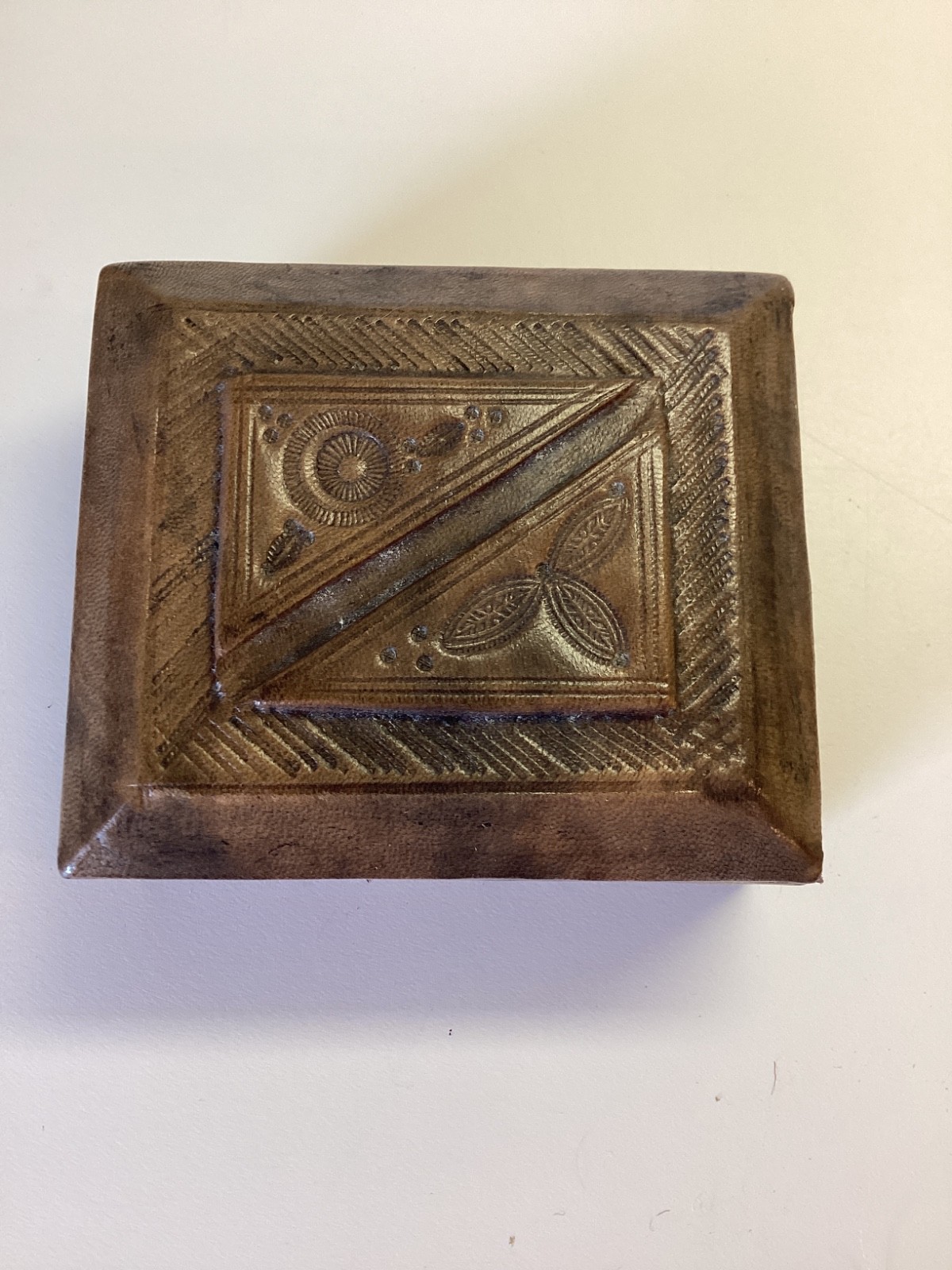 Antique  hand made Tuareg leather bound wooden box