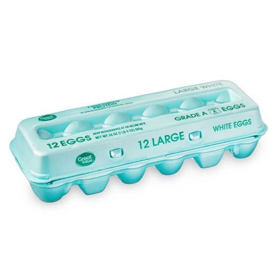Great Value Large White Eggs, 12 Count, Fresh Grade A Eggs, Large Size
