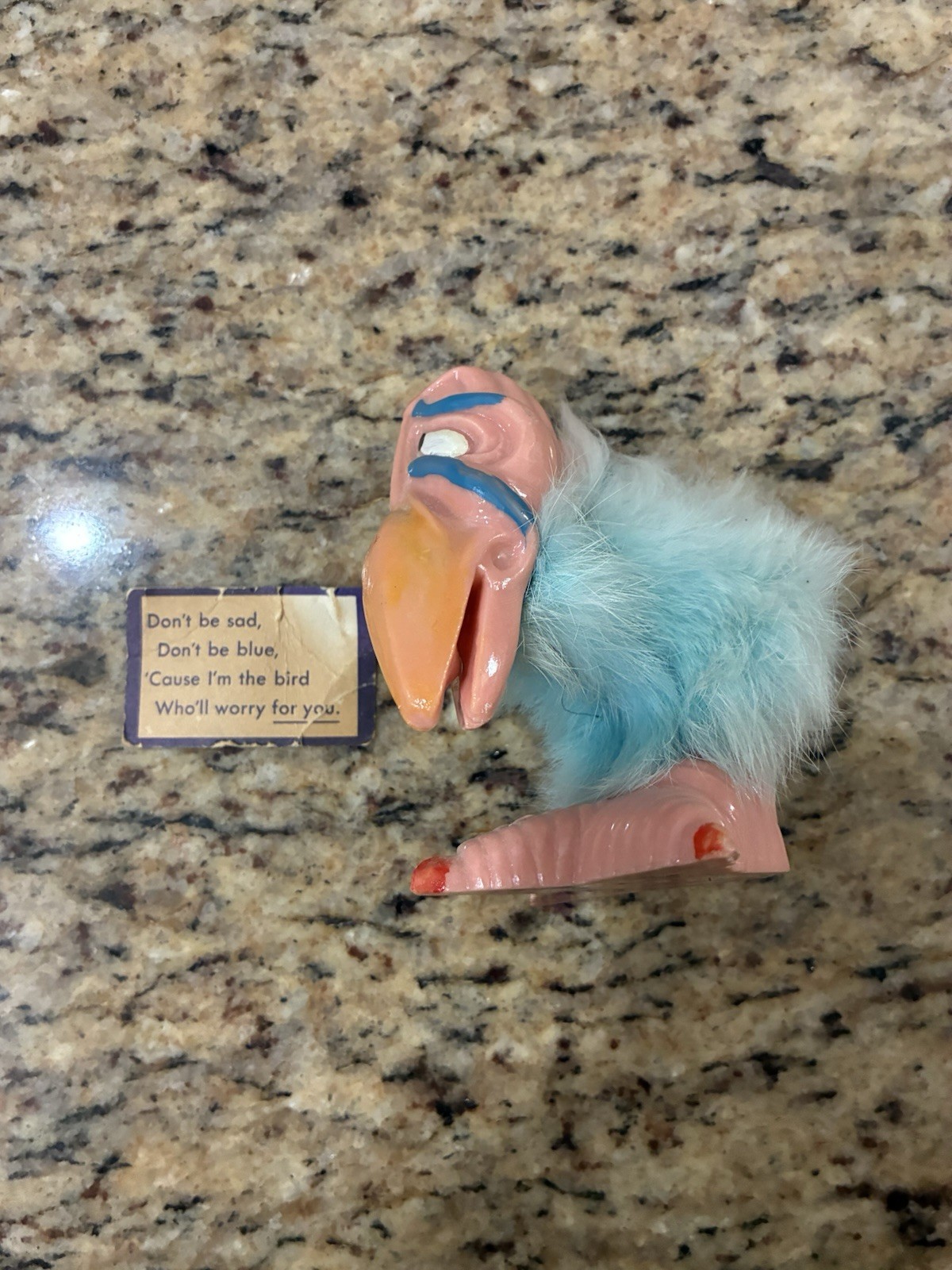 1960's WORRY BIRD Vulture Orig. Box Psycho Hard Plastic & Fur