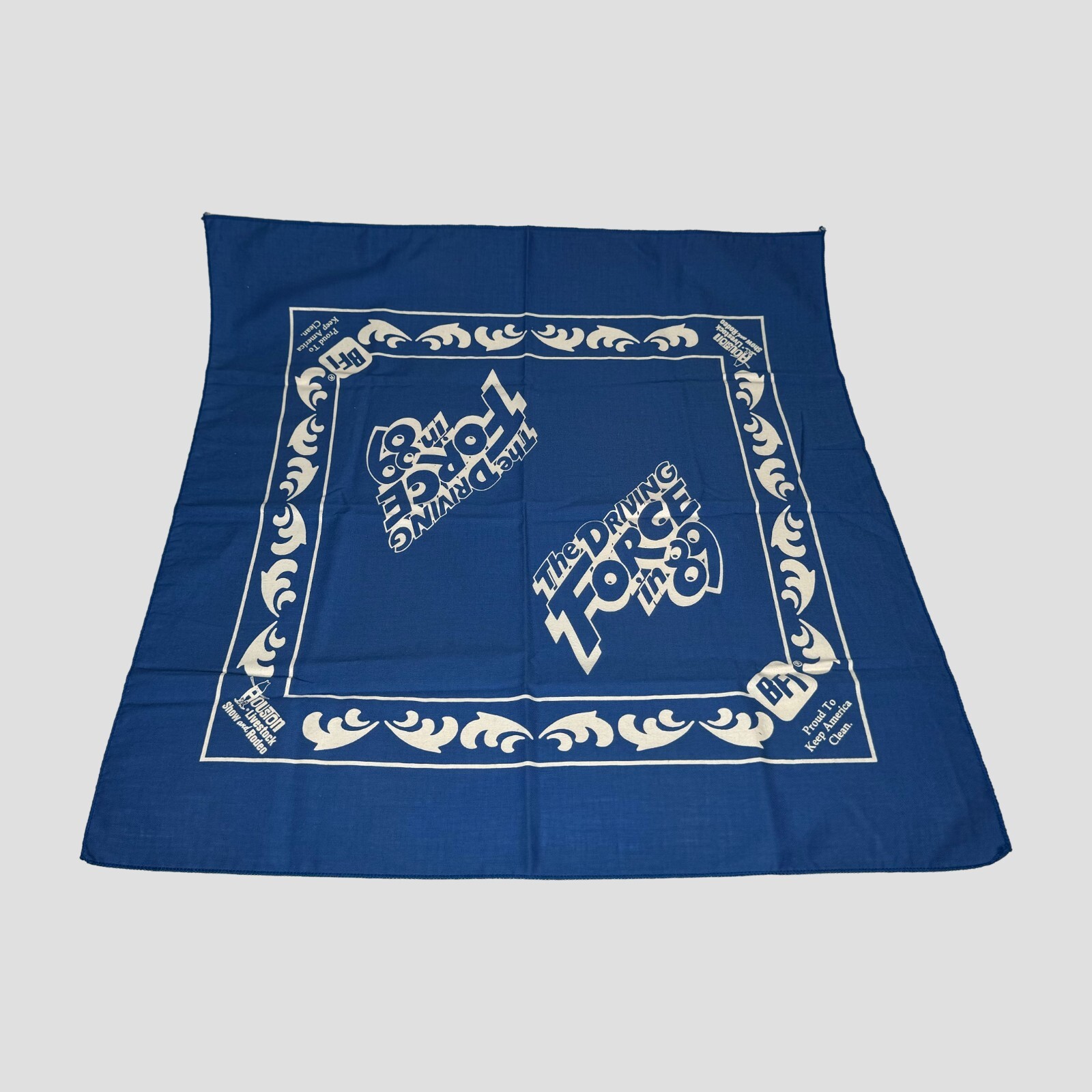 Vintage 1989 BFI Houston Livestock Show & Rodeo Texas Bandana Blue 21\