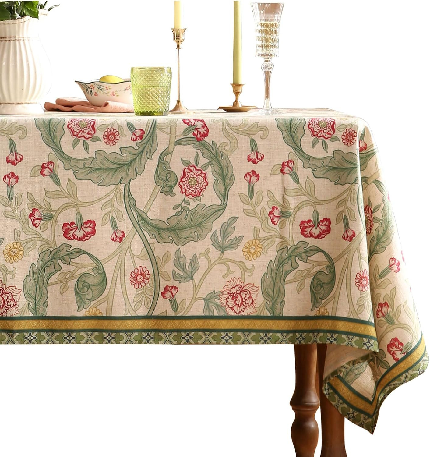 Vintage French Linen Tablecloth,Rectangular,87\