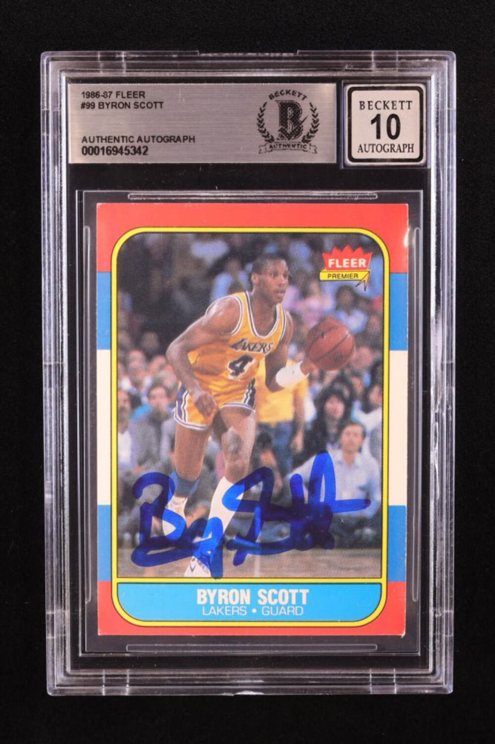 Byron Scott Signed 1986-87 Fleer #99 RC (BGS | Autograph Grade 10)