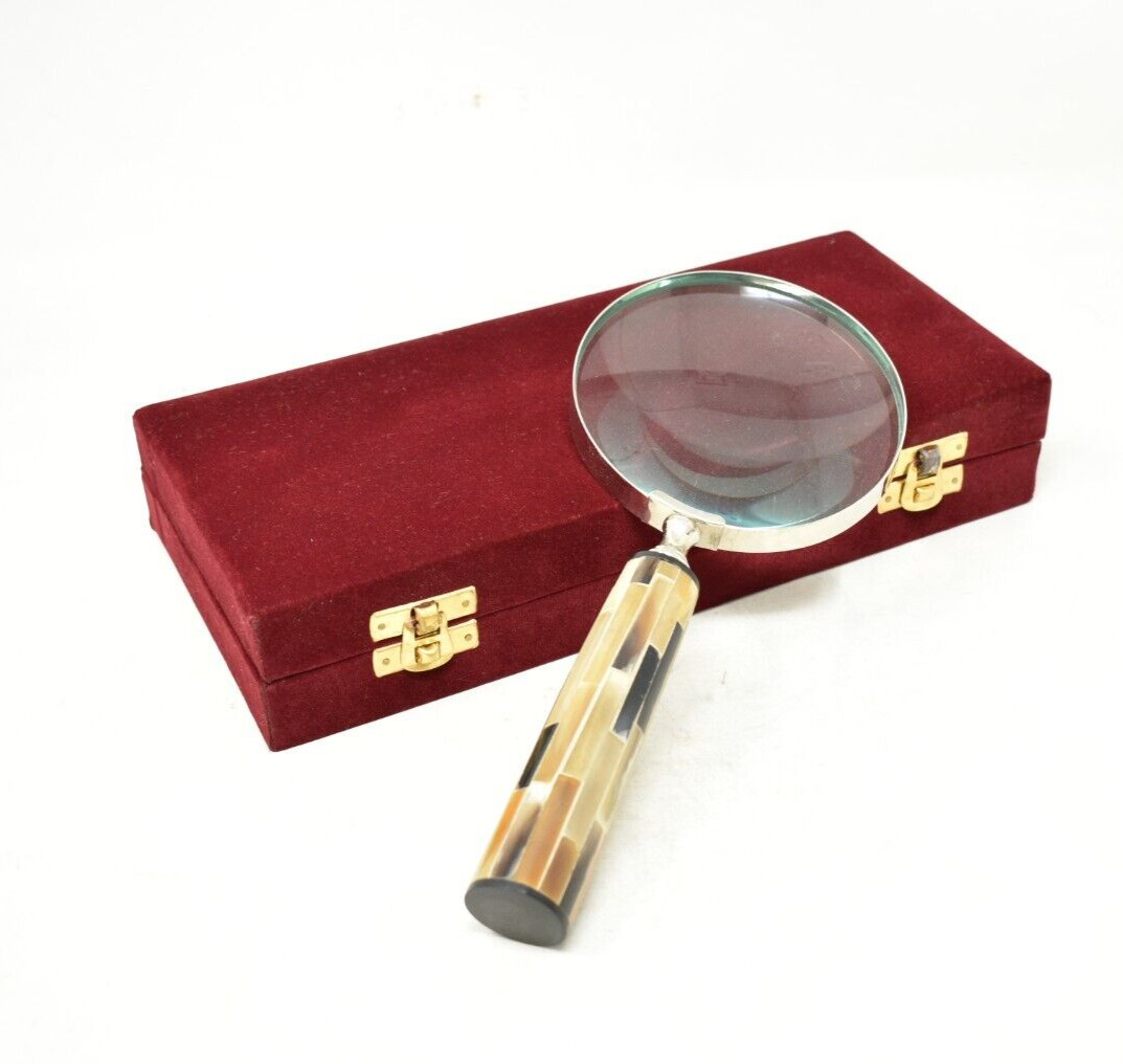 Magnifying reading Glass Mother of Pearl Handle Handheld 10x Magnifying Lens