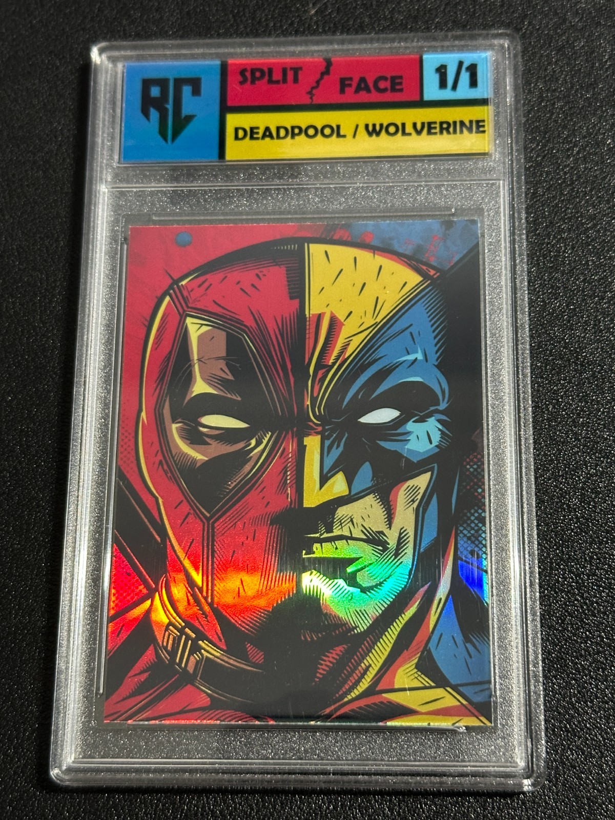 Marvel Deadpool Wolverine Slabbed 1/1 Holo Split Face Art Card Robert Camacho
