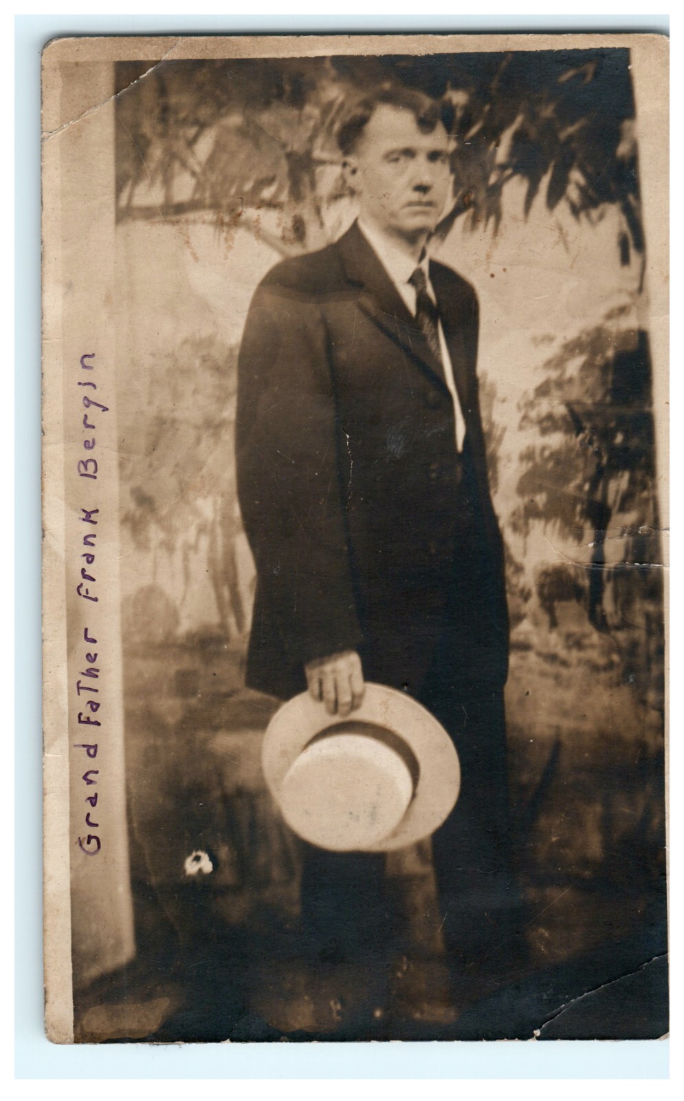 Grand Father Frank Bergin Waterbury CT Portrait RPPC