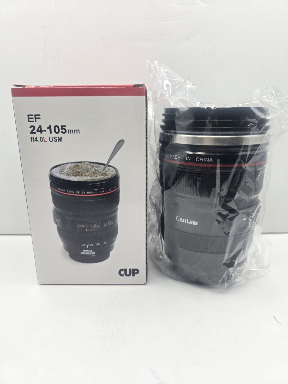 NEW Camera Lens Coffee Cup Like Canon EF 24-105 Photographer Gift Mug Black 