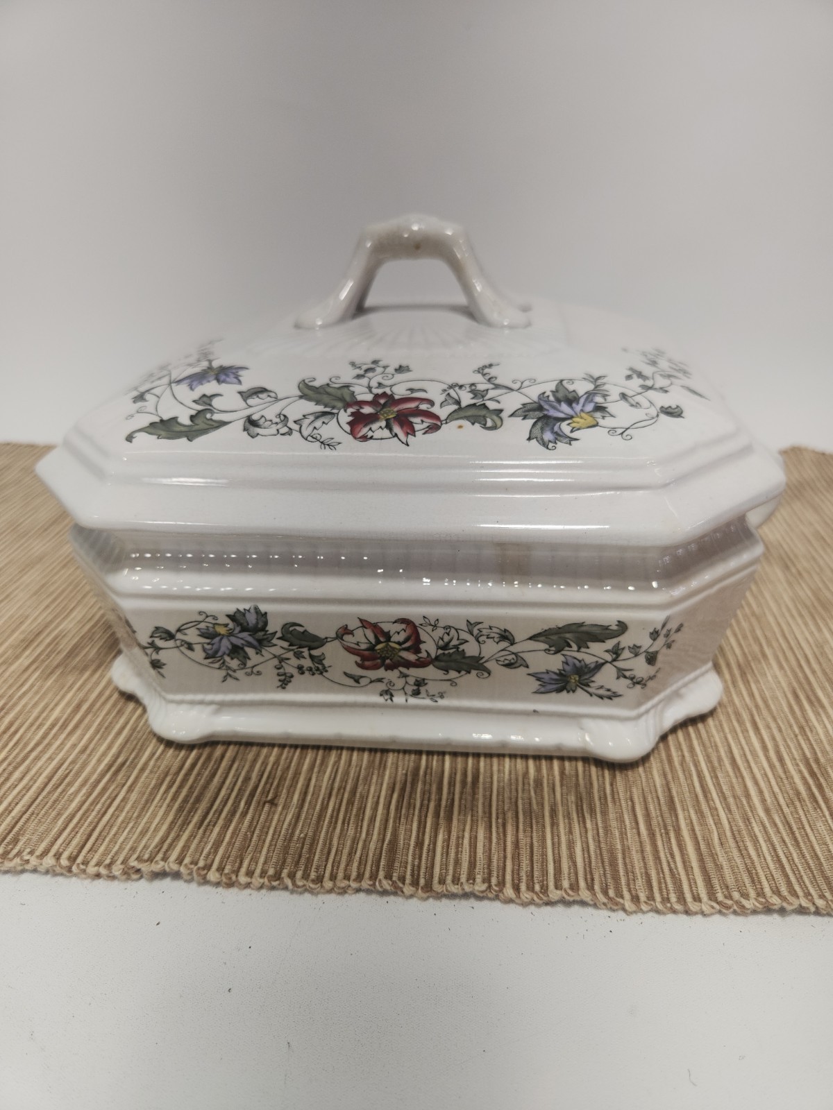 Antique T.G. & F.B. Parisian Granite Tulare Covered Vegetable Tureen England 