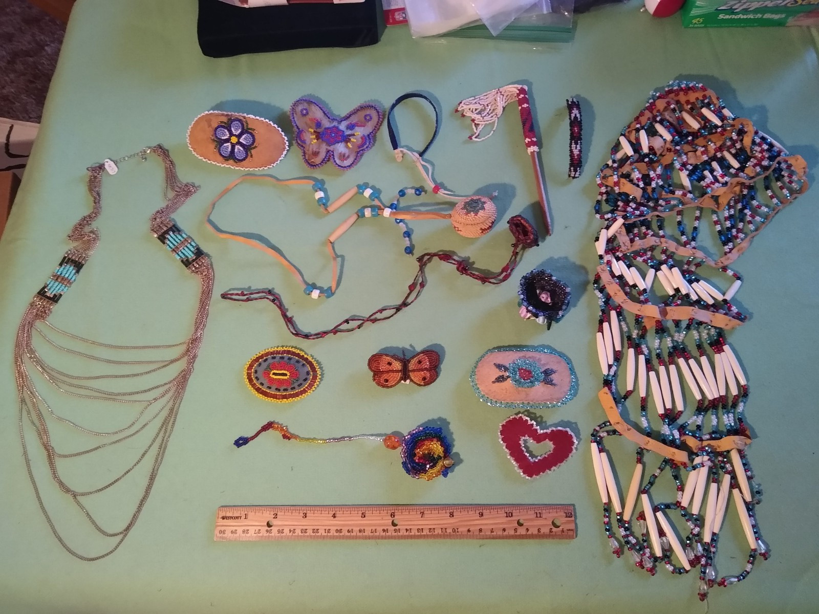Collection of Native Alaskan Ceremonial beaded items.