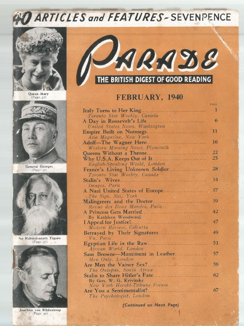 VINTAGE PARADE MAGAZINE FEB. 1940