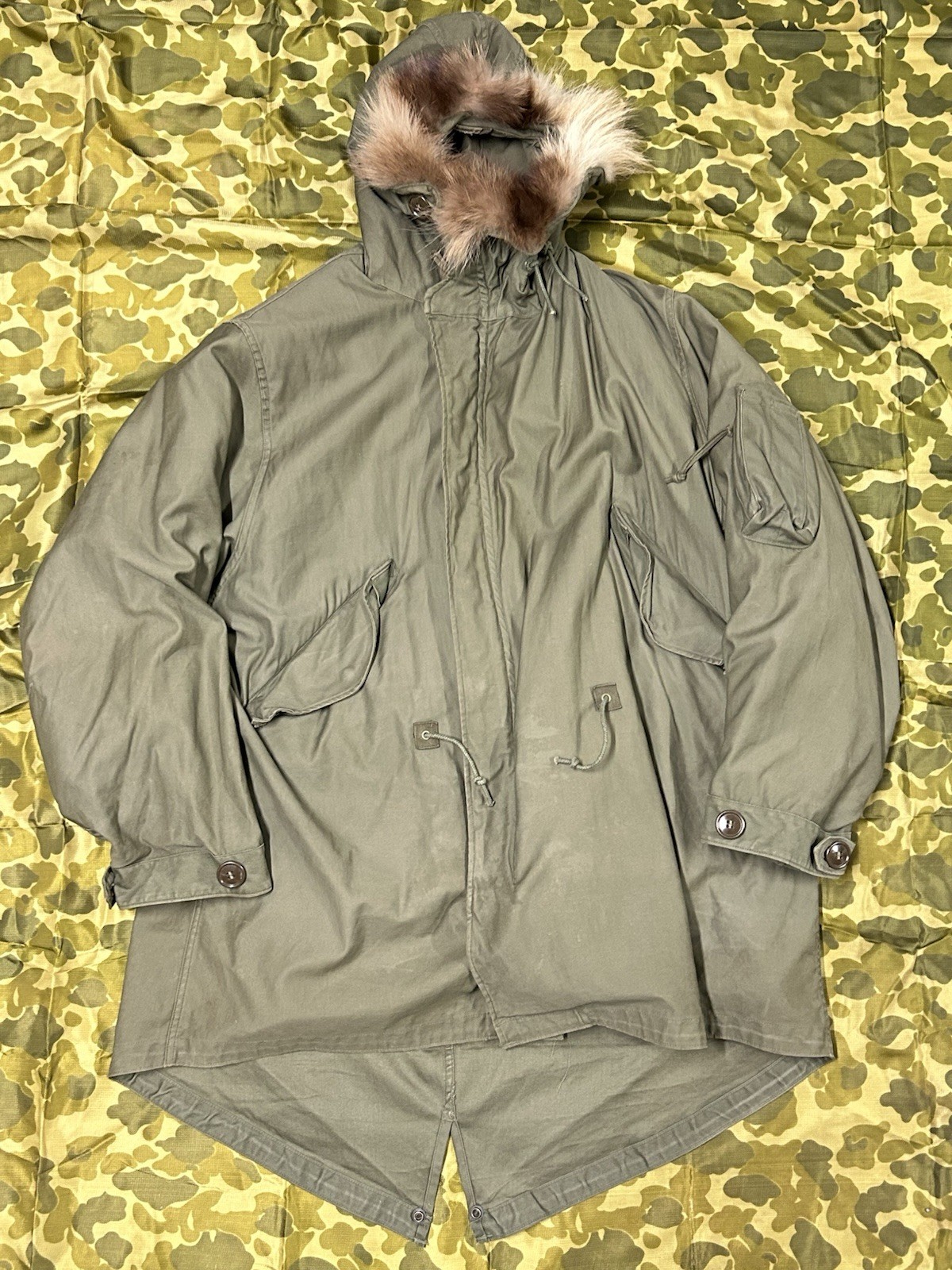 Vintage 1948 US Army M-1948 M48 Fishtail Parka Complete Set Pile Liner Medium