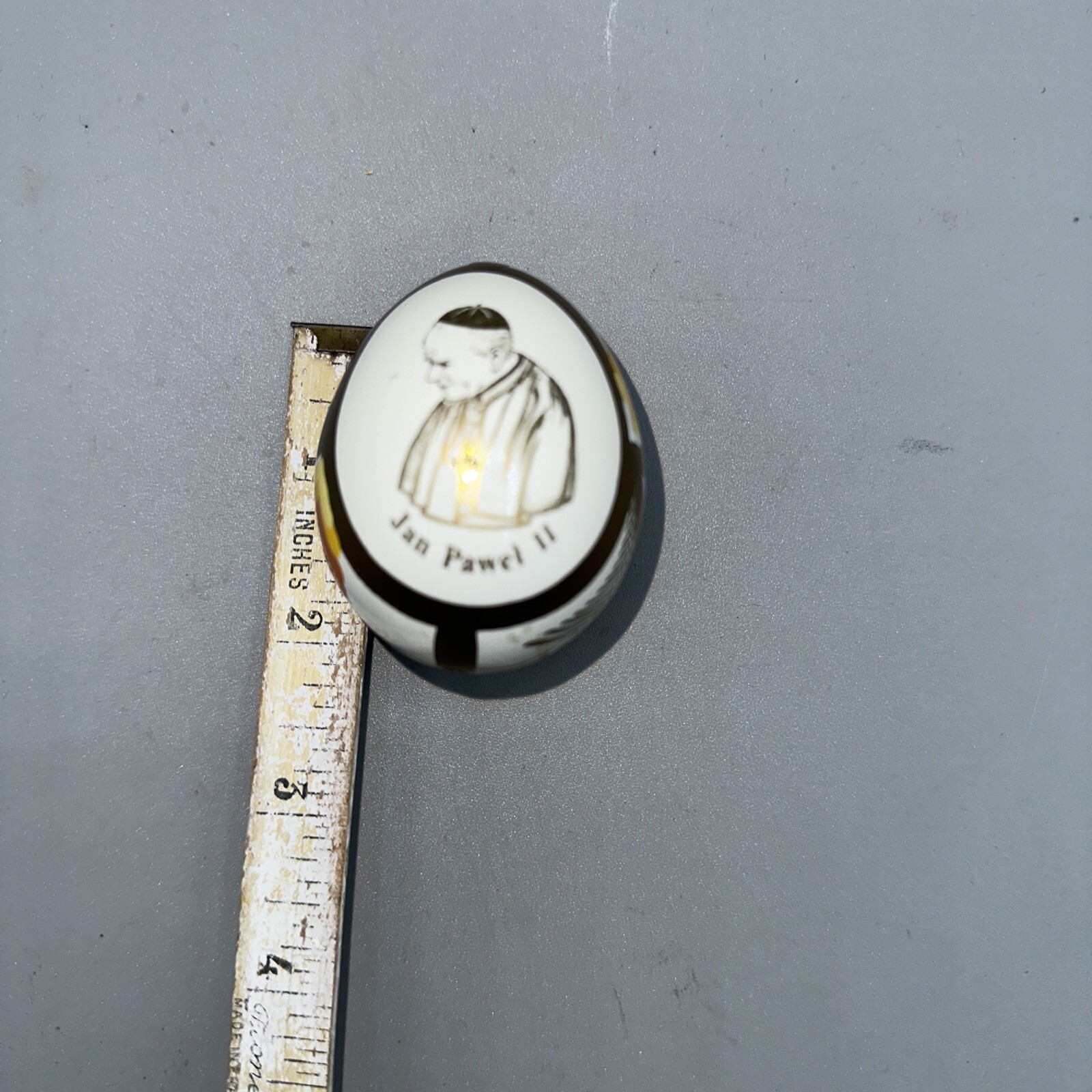 Pope John Paul II Painted Wooden Egg