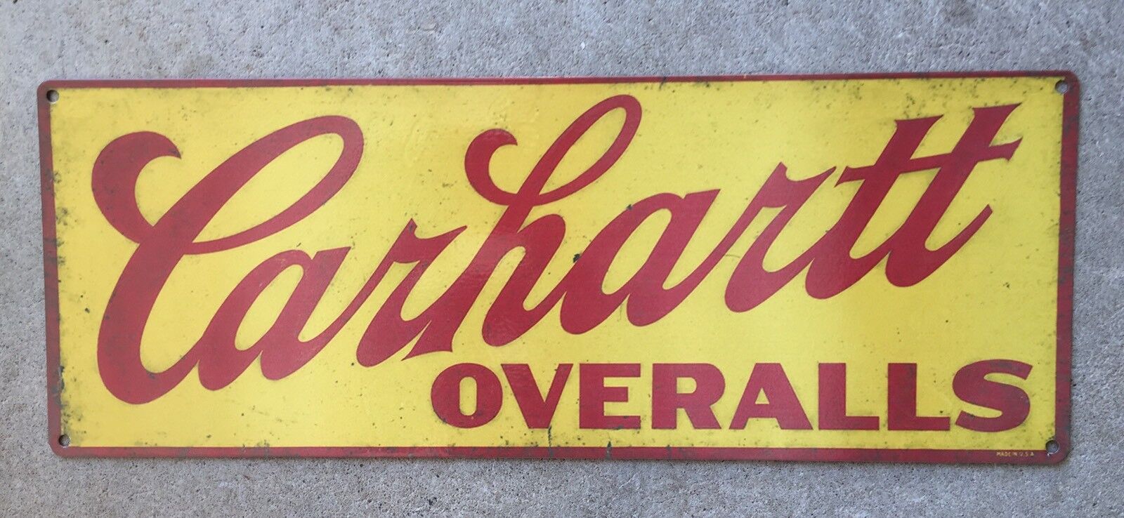 Carhartt Overalls Denim Blue Jeans Workwear Vintage Frame Advertising Steel Sign