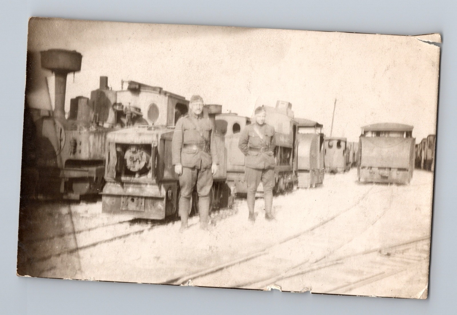 WWI Era Rail Depot Full Stock of Narrow Gauge Military Locomotives Photo WWI Era Rail Depot Full Stock of Narrow Gauge Military Locomotives Photo