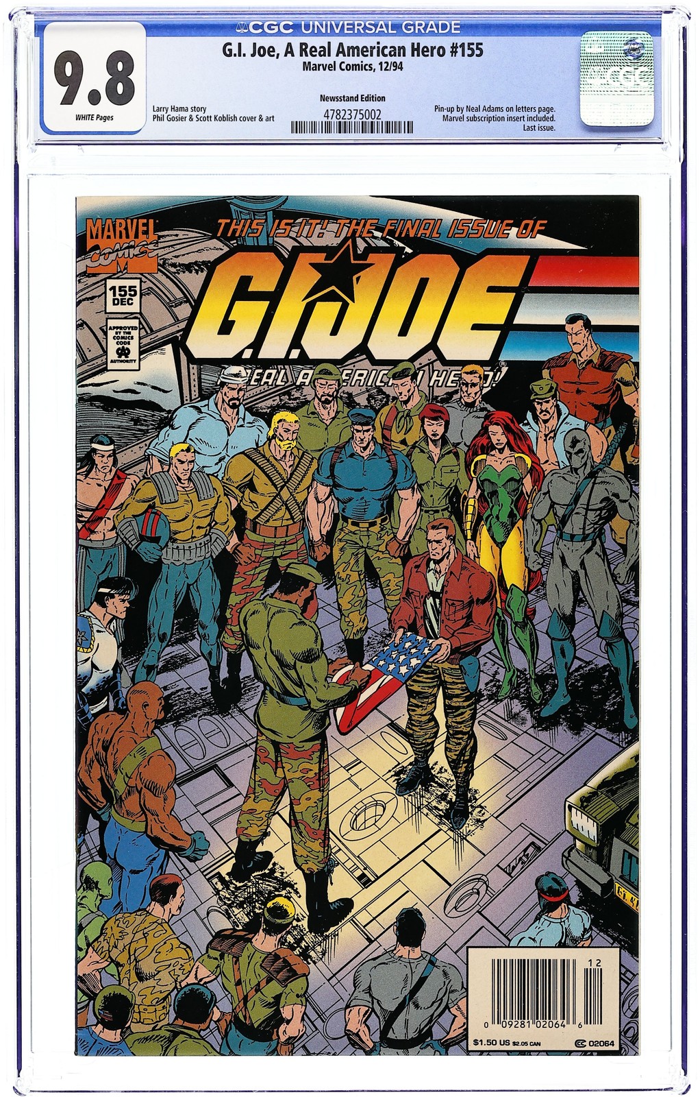 GI Joe A Real American Hero #155N CGC 9.8 Newsstand 1994 4782375002