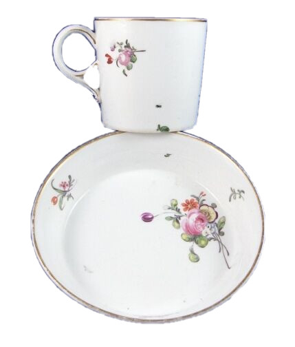 Antique 18thC French Porcelain Marseilles Cup & Saucer Porcelaine Tasse France