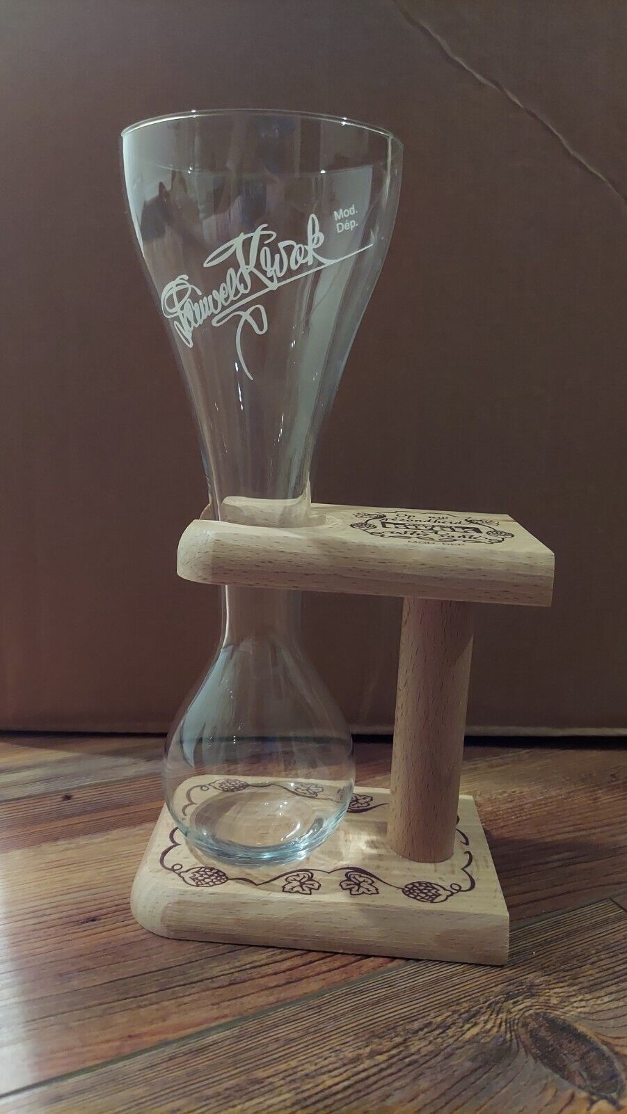 Vintage Pauwel Kwak Belgian Craft Beer Glass Wood Stand Size 10\