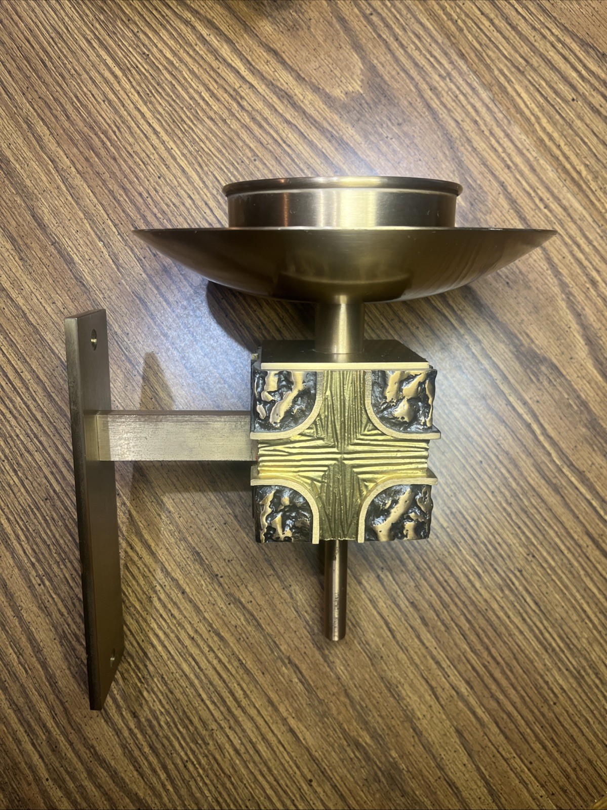 Bronze Sanctuary Lamp Heavy Brass Wall Mount from Catholic Church Beautiful Item