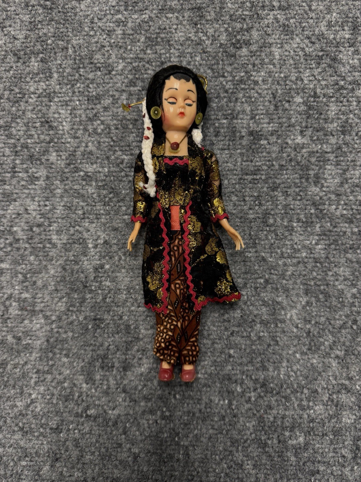 Vintage Indonesian Bali Folk Art Dancer Doll Handcrafted Costume 1960s Rare