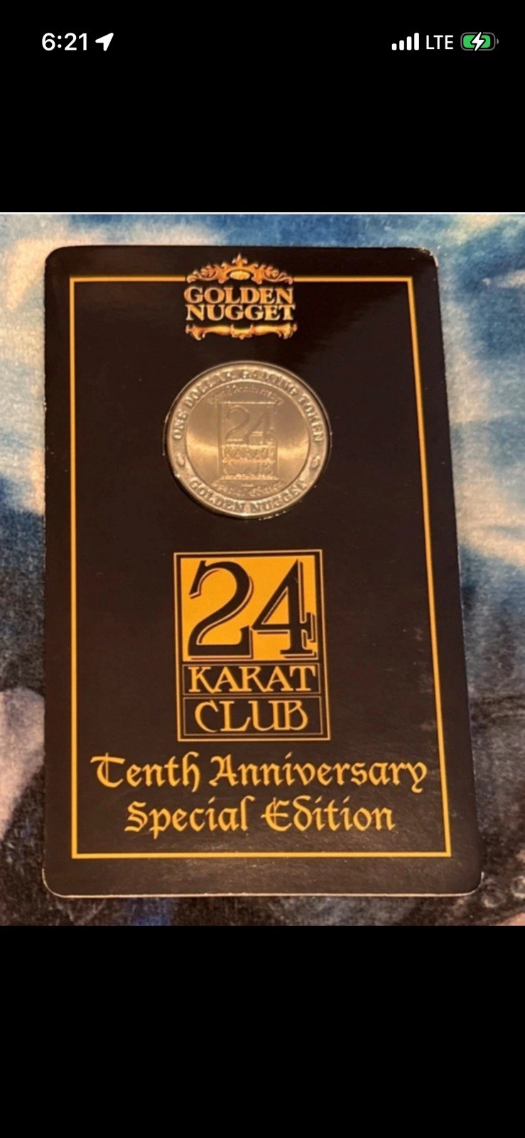 RARE 1993 $1 Golden Nugget Casino Token 10th Anniversary 24 Karat Club 2-Tone