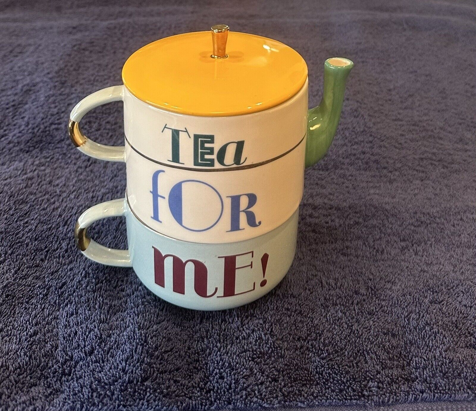 Anthropologie Stackable Tea For Me 15.5oz Teapot & 12oz Cup ￼