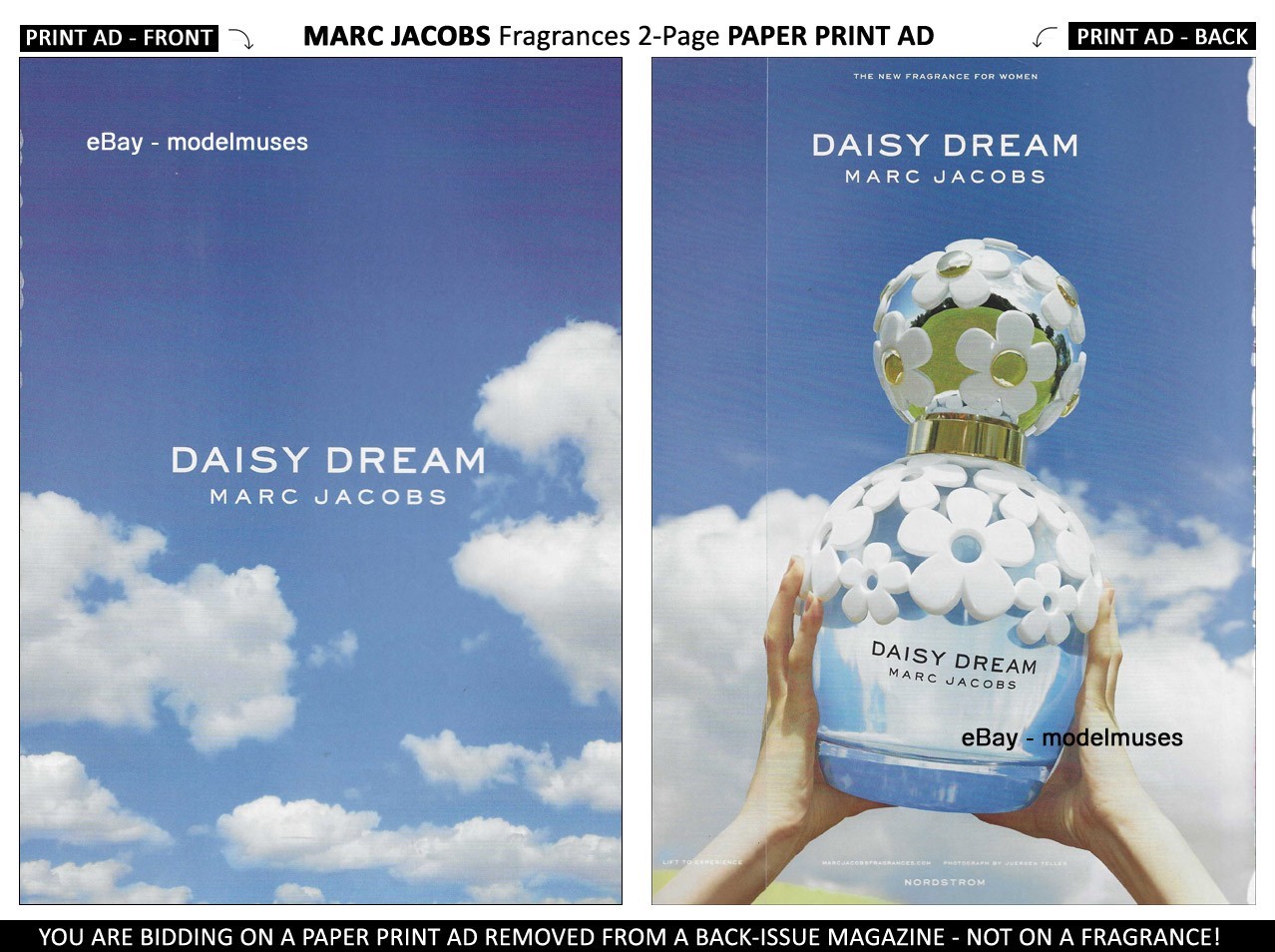 MARC JACOBS Fragrances 2-Page PRINT AD 2014 blue cloudy sky JUERGEN TELLER