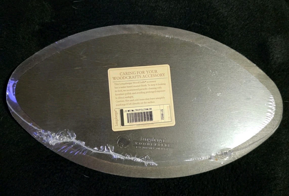Longaberger WoodCrafts Lid - Medium Metropolitan Basket Dark Brown In Shrinkwrap