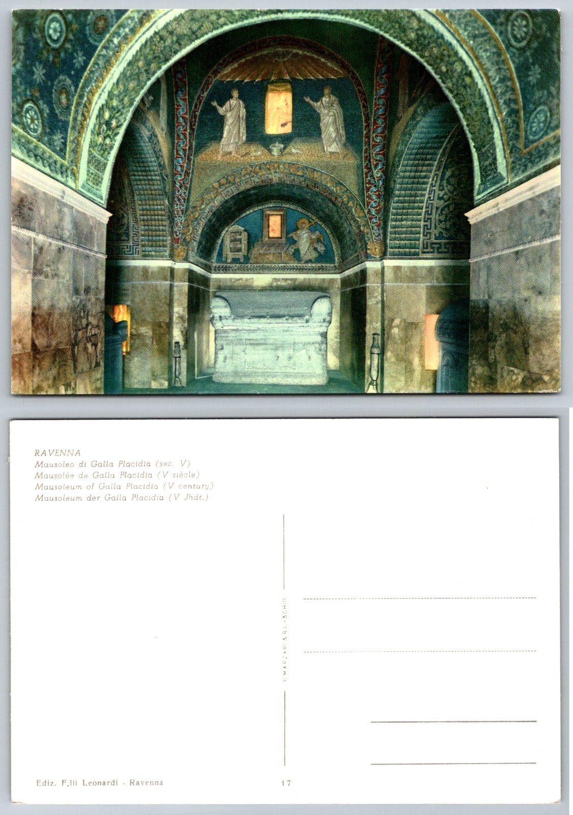 Continental Mausoleum of Galla Placidia Ravenna Italy Postcard PB347-O