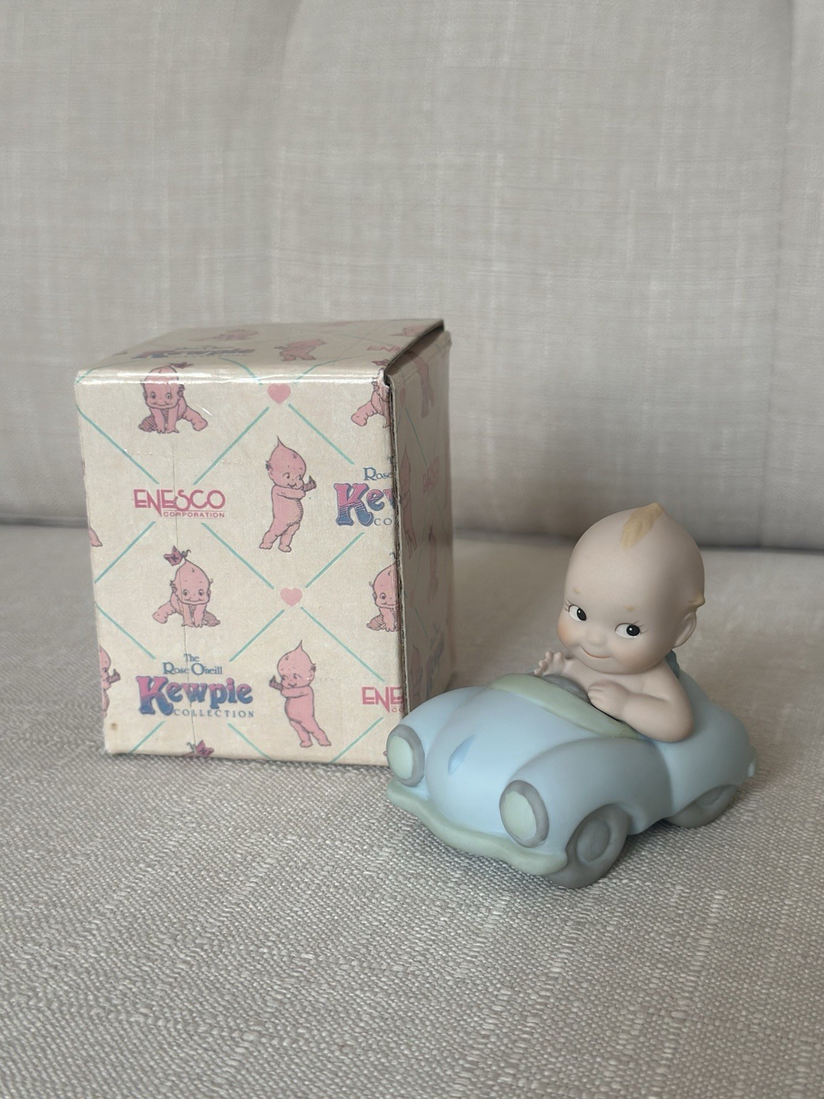 Vintage 1993 Enesco / Jesco Rose O’Neill Kewpie in Blue Car – Original Box