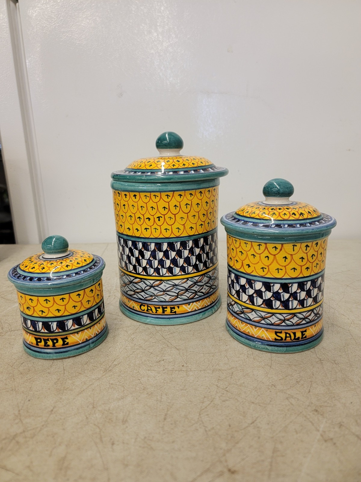 Pascal G. G. Ravello Canisters Caffe, Pepe, Sale Made In Italy Pascal G. G. Ravello Canisters Caffe, Pepe, Sale Made In Italy