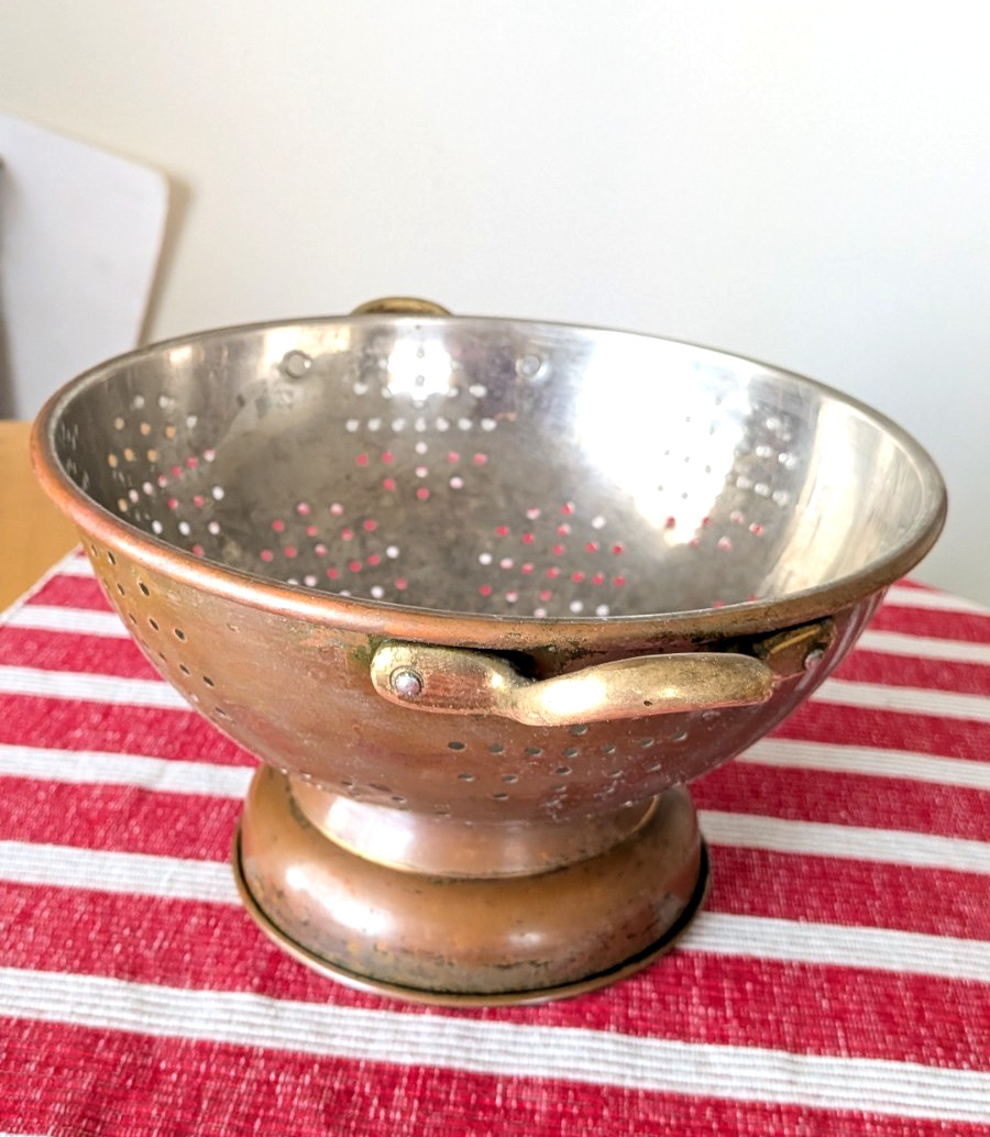 Vintage Benjamin & Medwin Cooper Colander, Footed Strainer with Brass handles Vintage Benjamin & Medwin Cooper Colander, Footed Strainer with Brass handles