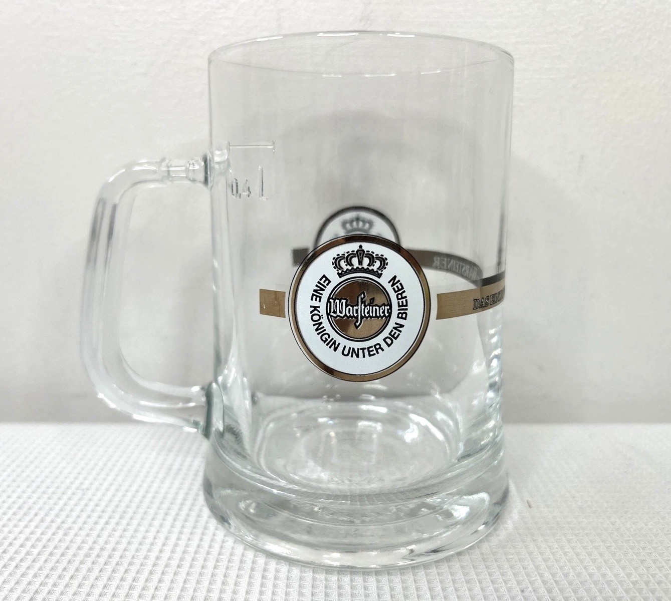 Warsteiner 0.4L Handled Glass Beer Mug Beer Stein Barware Man Cave Beer VGUC