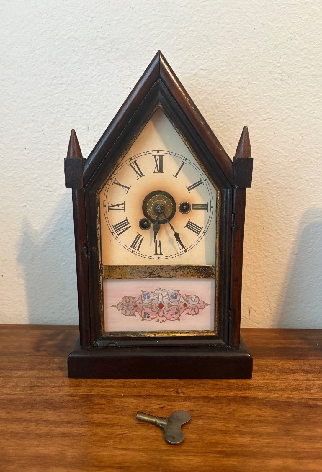 Antique PH & S Teutonia Clock Manufactory, Black Forest Mantel Steeple- Germany