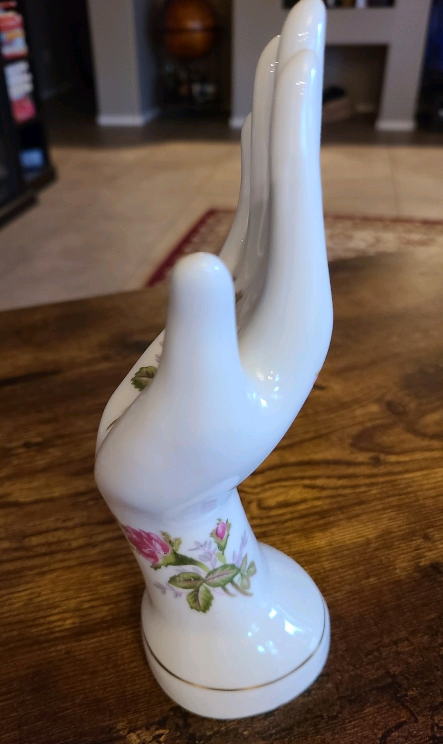 Vintage Porcelain Lady's Hand Figurine with Hand Painted Floral Designs