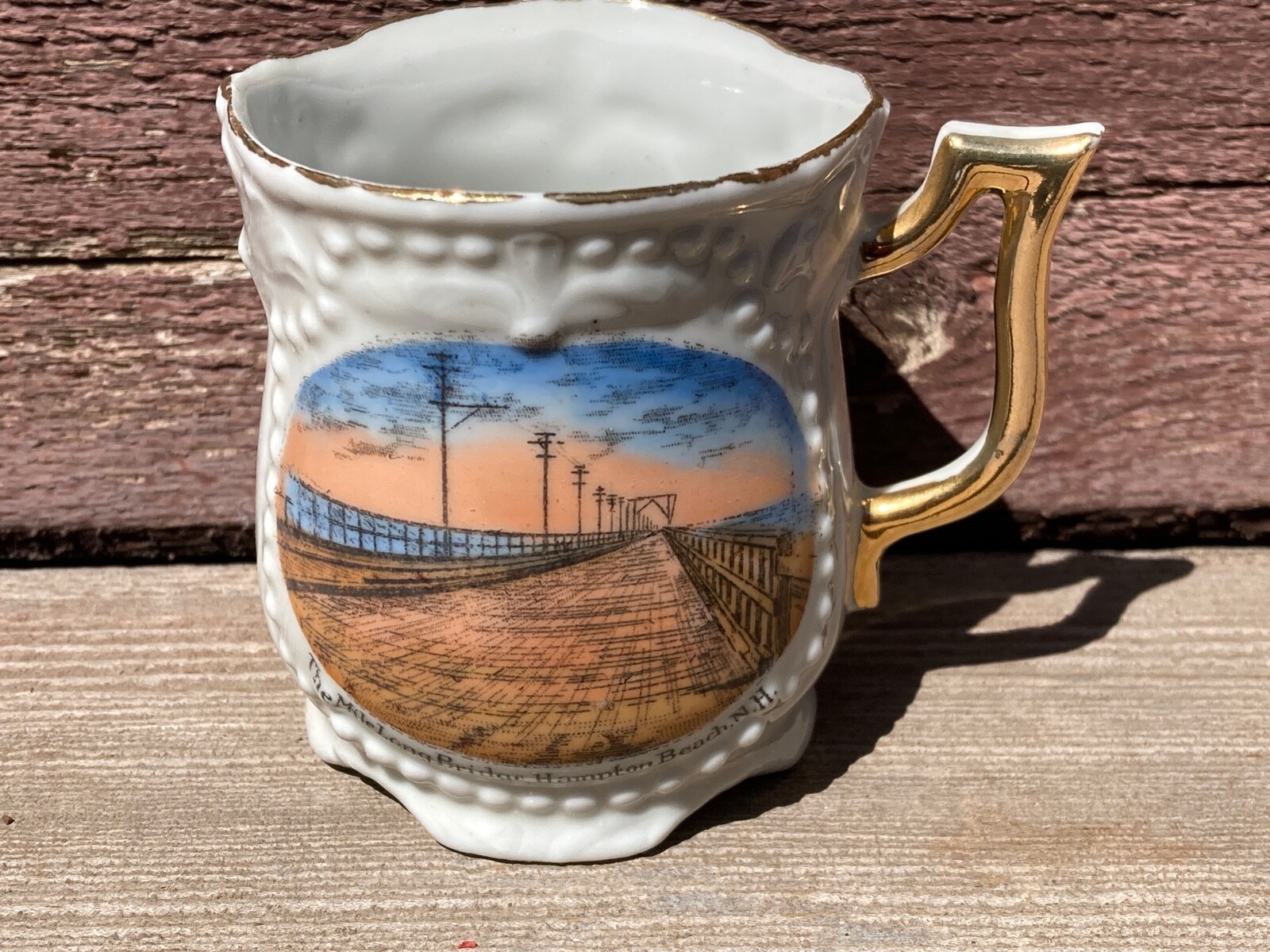 Antique Souvenir China Mile Long Bridge Hampton Beach NH e.1900\'s Antique Souvenir China Mile Long Bridge Hampton Beach NH e.1900\'s