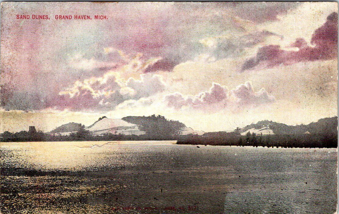 1916, Sand Dunes, GRAND HAVEN, Michigan Postcard