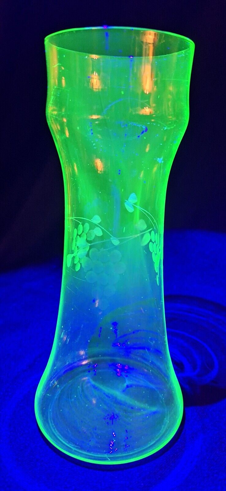 Vintage Etched Uranium Glass Vase