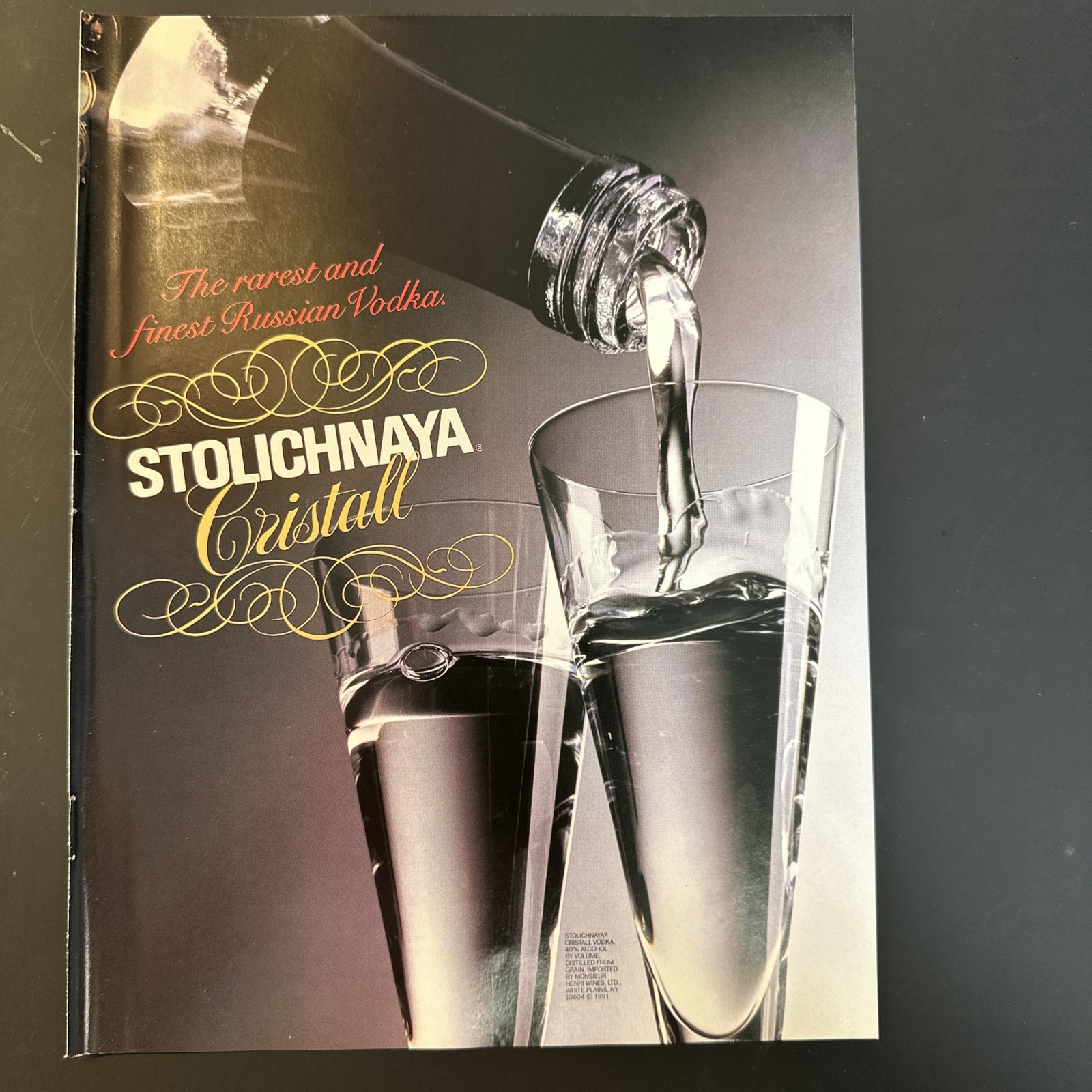Vintage Stolichnaya Cristall Russian Vodka Bar Cocktail 1991 New Yorker Ad