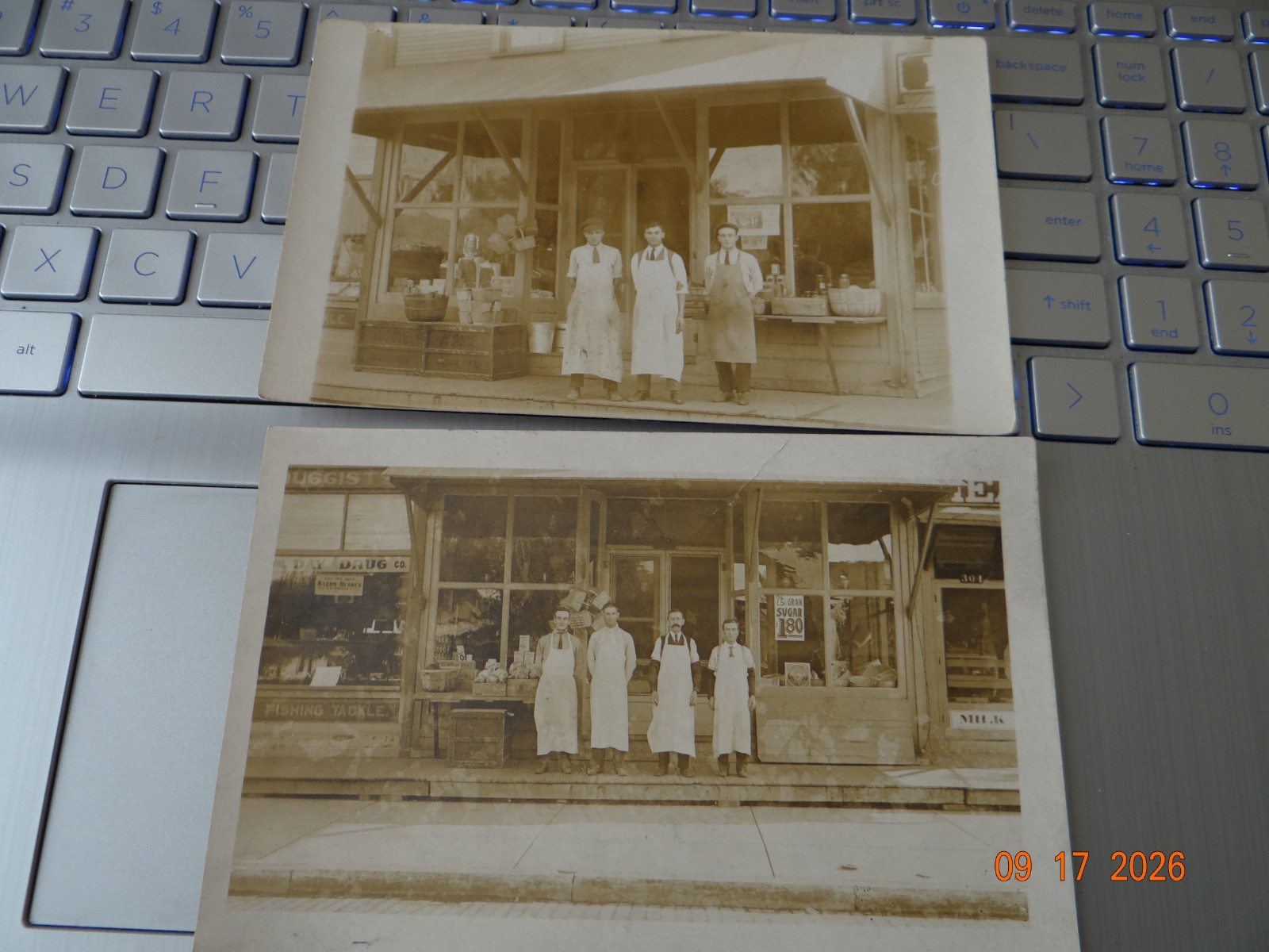Lot of 2 Vintage RPPC Store Front & Clerks Postcard Akron OH