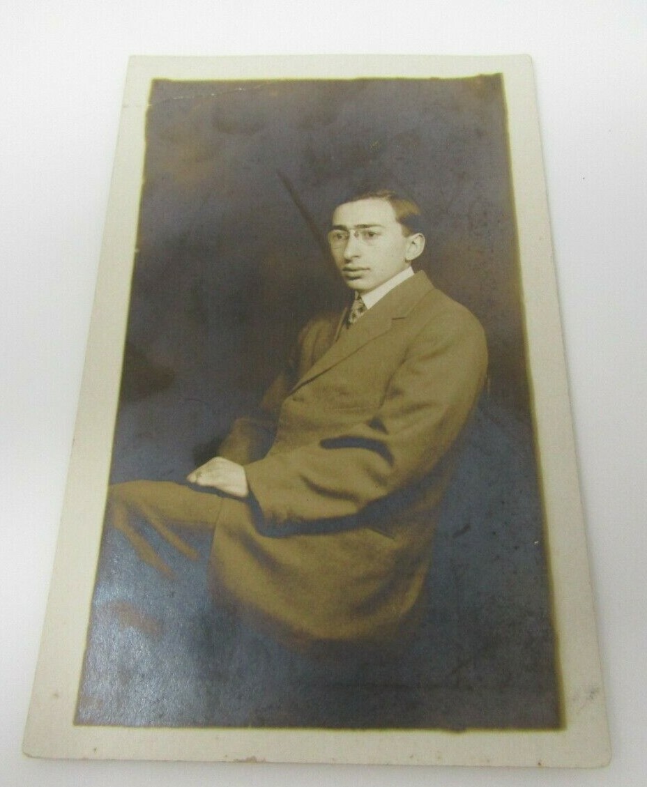 Norfolk VA Man in Suit & Glasses RPPC Real Photo Postcard c1910s Electric Studio Norfolk VA Man in Suit & Glasses RPPC Real Photo Postcard c1910s Electric Studio