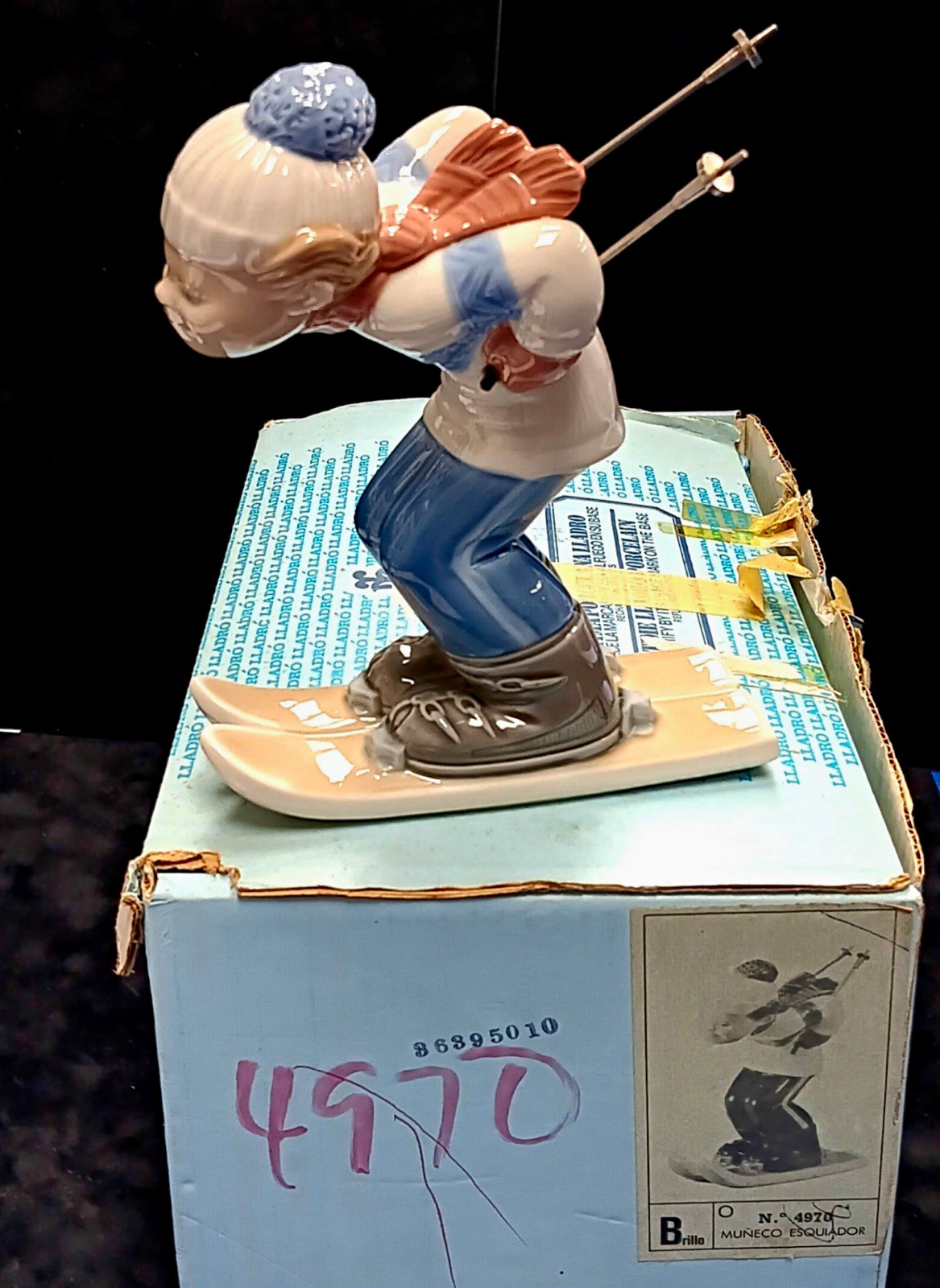 Lladro #4970 Skier Muñeco Esquiador Porcelain Figurine w/ Original Box Lladro #4970 Skier Muñeco Esquiador Porcelain Figurine w/ Original Box