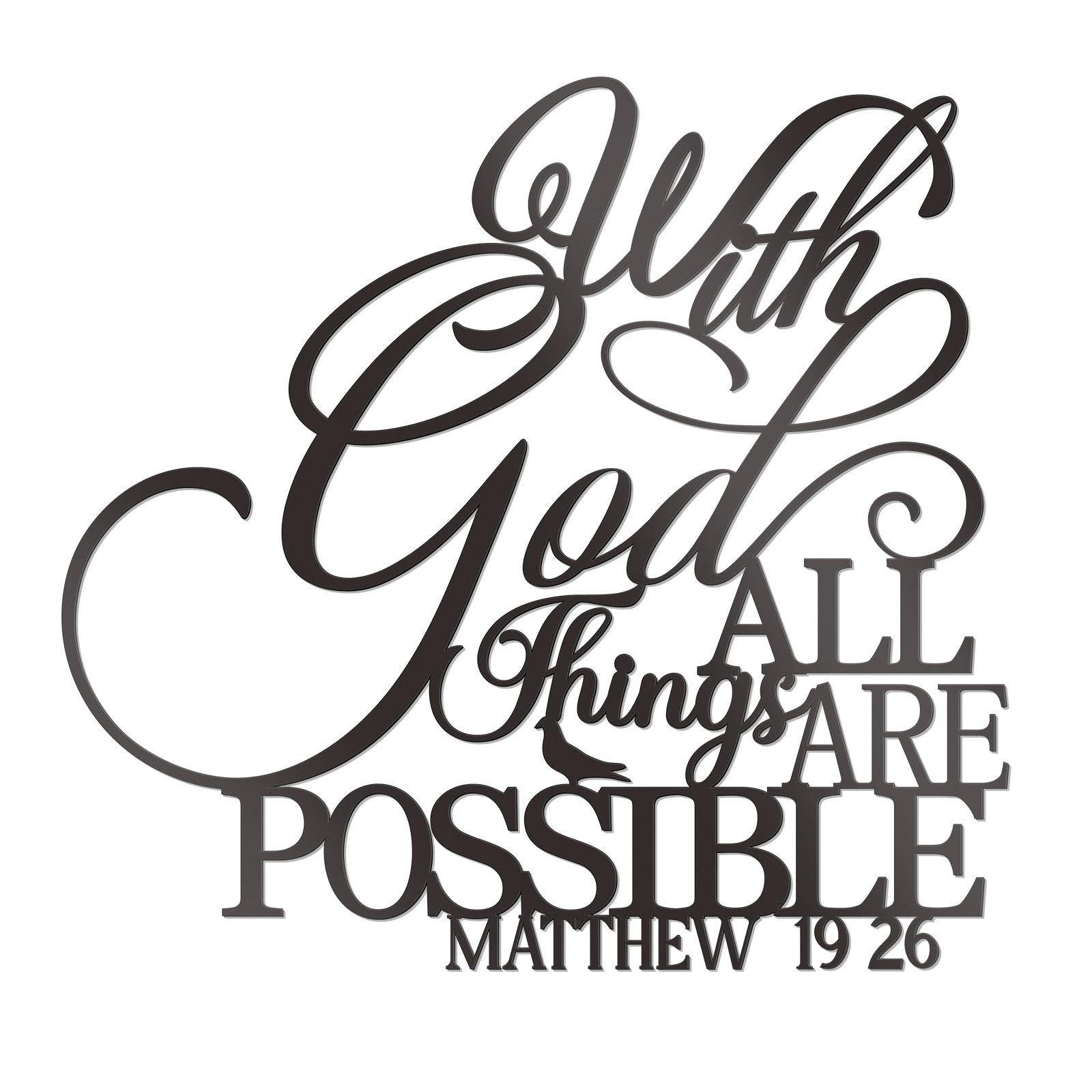 With God All Things Are Possible Sign Metal Wall Decor Black Religious Wall S... With God All Things Are Possible Sign Metal Wall Decor Black Religious Wall S...