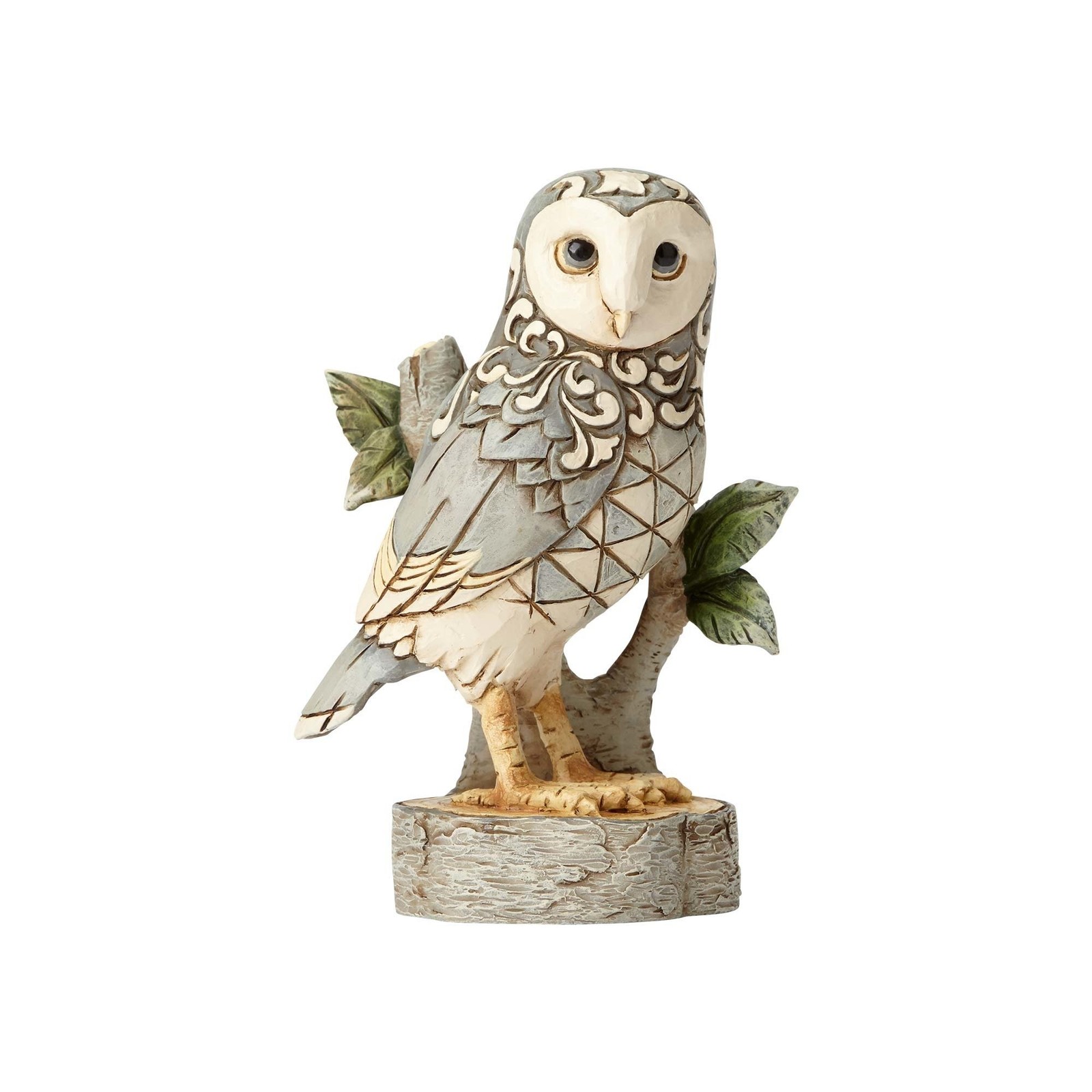 Enesco Jim Shore White Woodland Owl on Branch Figurine 4.49in Grey Enesco Jim Shore White Woodland Owl on Branch Figurine 4.49in Grey