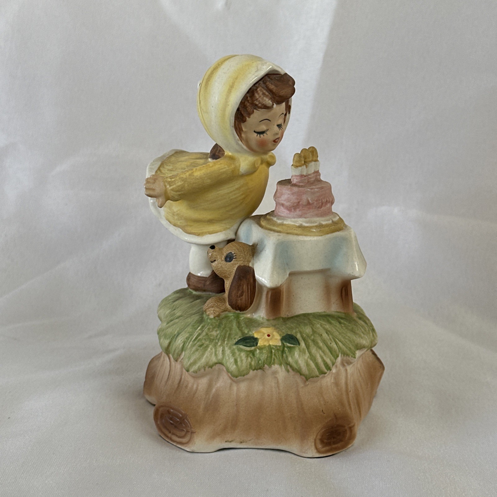 Vintage Lefton Little Girl Blowing Out Candles Music Box (not working)
