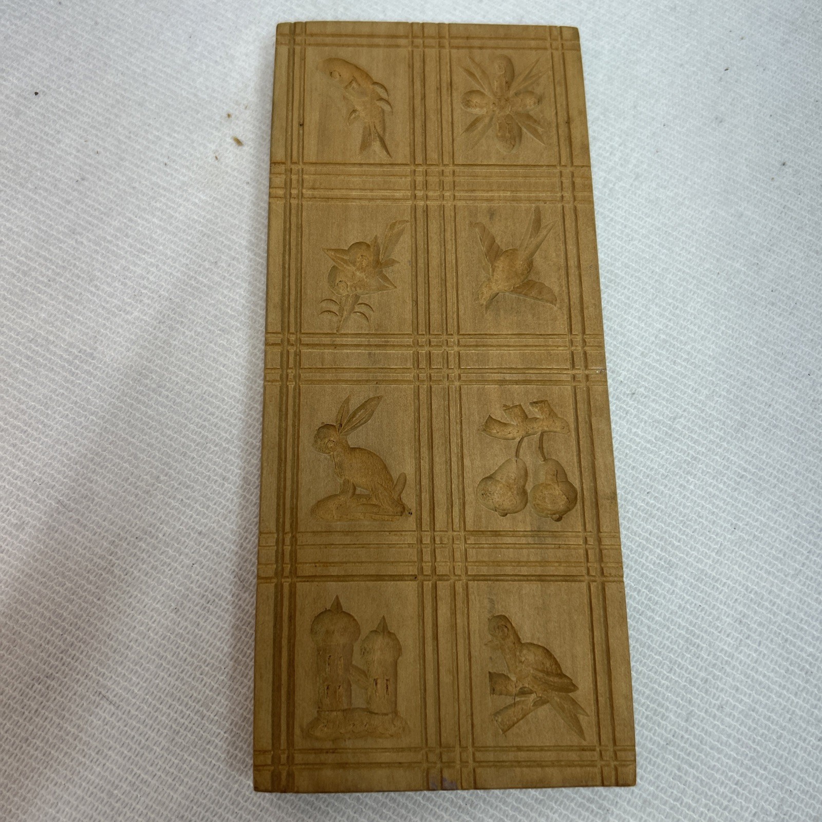 Cookie Stamp Press Mold Springerle Gingerbread Wood 12 Designs Antiq Hand Carved