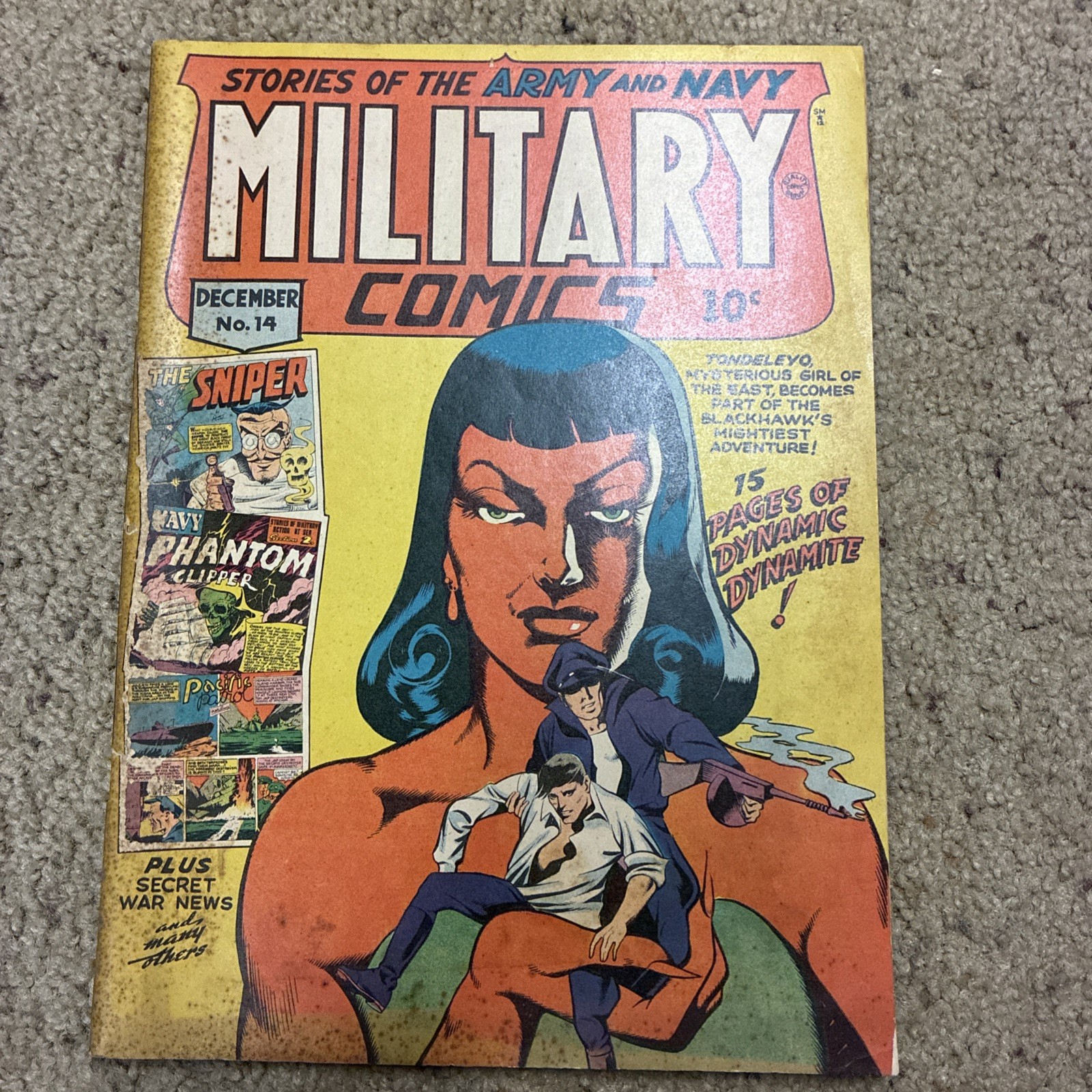 Military Comics #14 World War 2 Comic Devil Panels, Nazis, The Sniper , Rare 