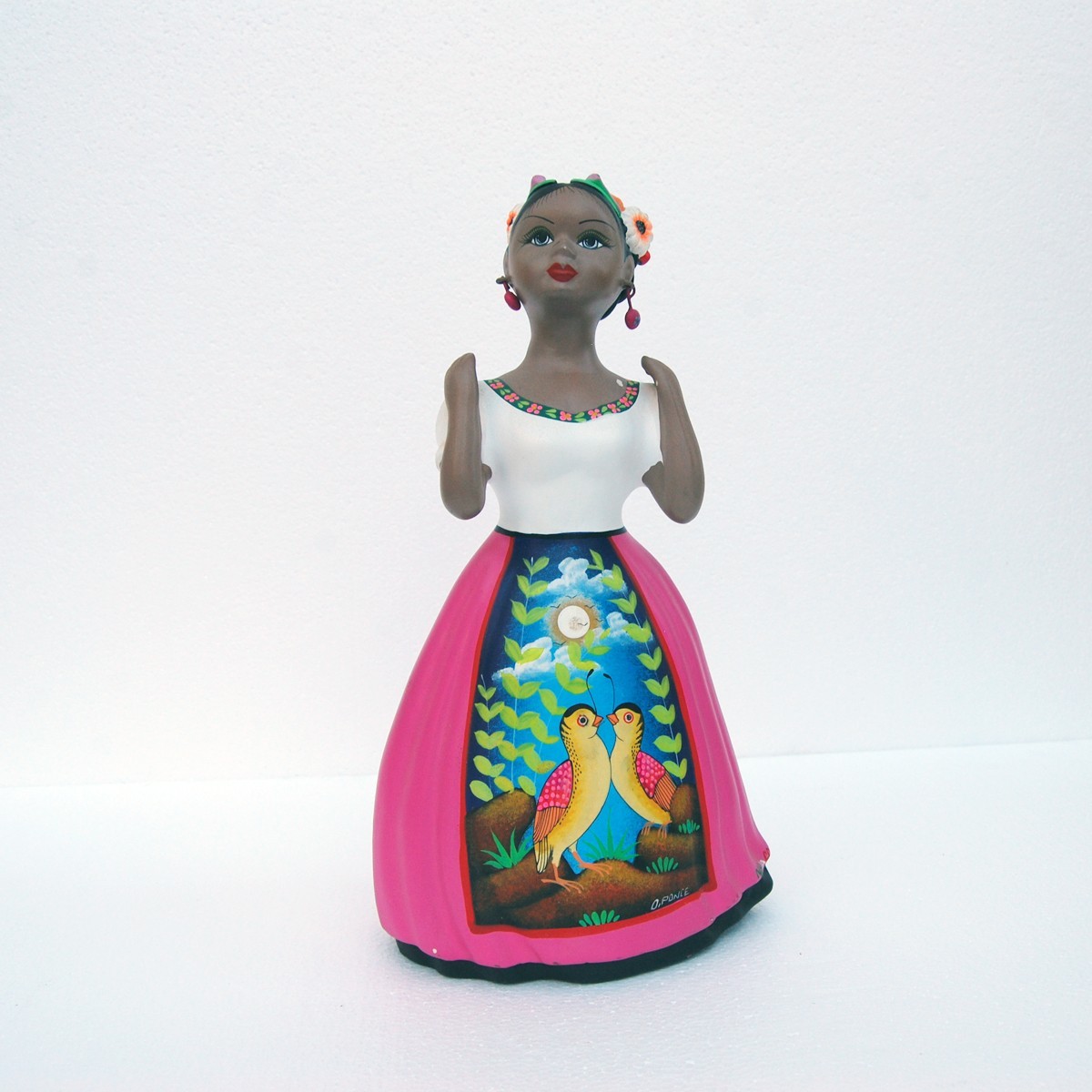 Lupita NAJACO Ceramic Figurine Doll Mexican Folk Art MISSING  Bird Cage